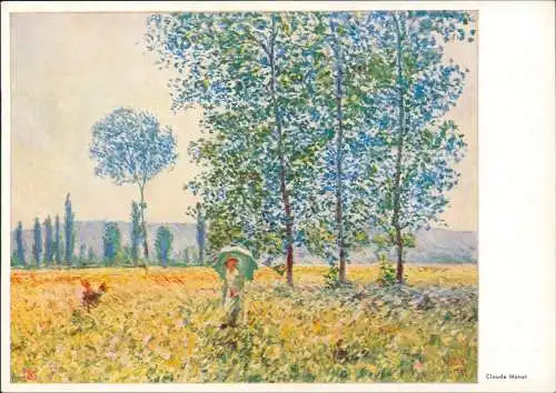 Künstlerkarte Gemälde Künstler CLAUDE MONET Felder im Frühling 1960