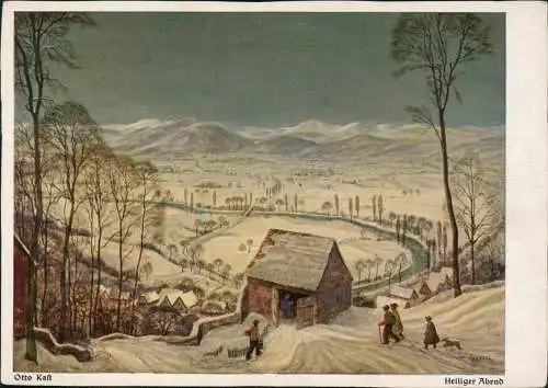 Künstlerkarte Gemälde Kunstwerk: Otto Kaft Heiliger Abend 1920