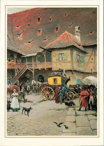 Postkutsche in Bamberg um 1850 Ölgemälde von P. F. Messerschmitt 2010
