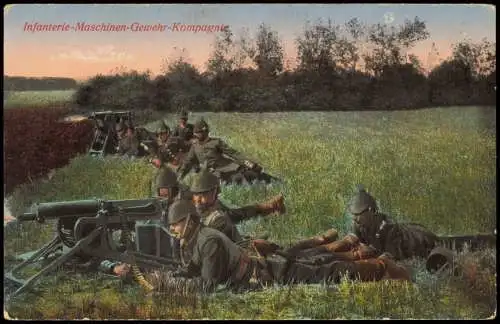 Feldpostkarte 1. Weltkrieg Infanterie-Maschinen-Gewehr-Kompagnie 1916   Feldpost gelaufen (Feldpoststempel)