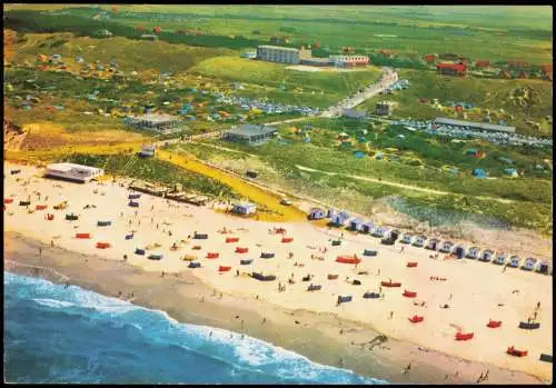 Postkaart Texel Luftaufnahme Strand, De Koog aan Zee vanuit de lucht 1974