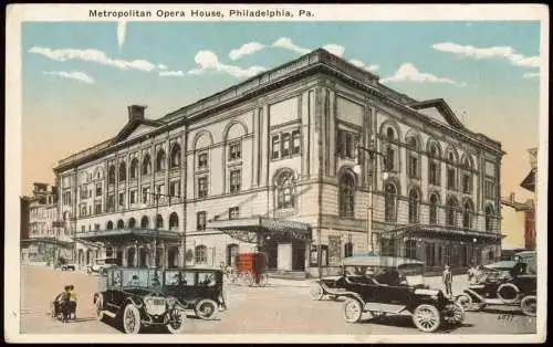 Postcard Philadelphia Metropolitan Opera House Autos 1928