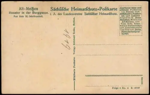 Ansichtskarte Meißen Burggasse Haustor 16. Jh. 1914