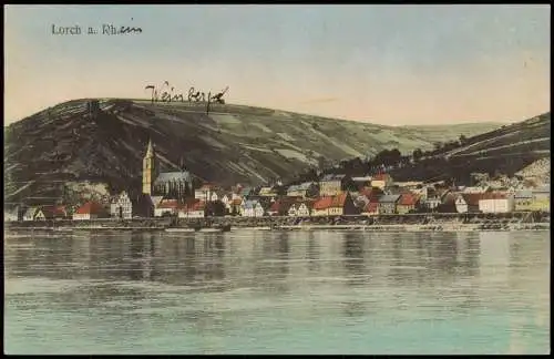 Ansichtskarte Lorch (Rheingau) Blick auf Stadt und Weinberge 1912