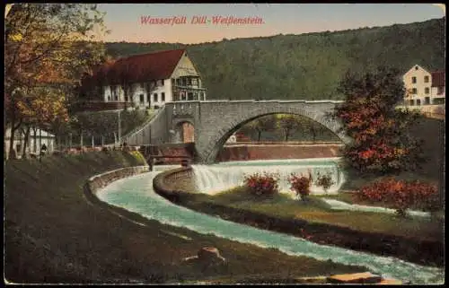 Ansichtskarte Dillweißenstein-Pforzheim Wasserfall, Stadtpartie 1917