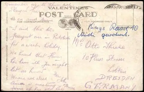 Postcard Portobello-Edinburg Dùn Èideann Kings Road 1928