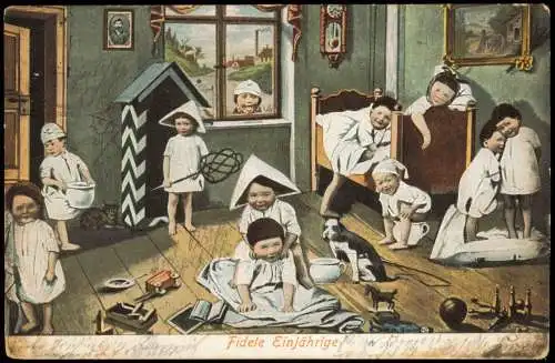 Ansichtskarte  Kinder Scherzkarte - fidele Einjährige 1903