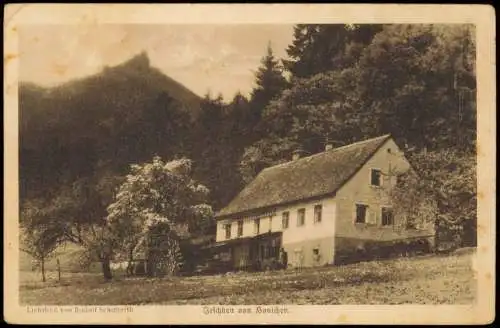Oberhanichen-Reichenberg Horní Hanychov Liberec Haus mit Jeschken 1926