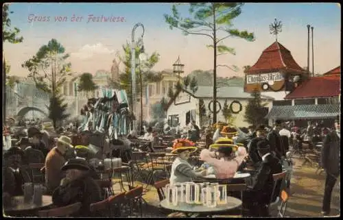 Ansichtskarte München Oktoberfest - Festwiese Thomas Bräu 1912
