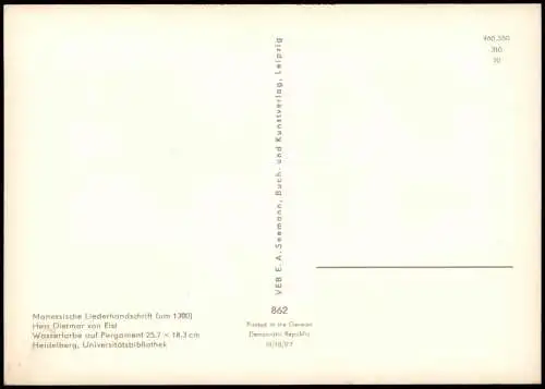Manessische Liederhandschrift (um 1300) nach Herr Dietmar von Eist 1970