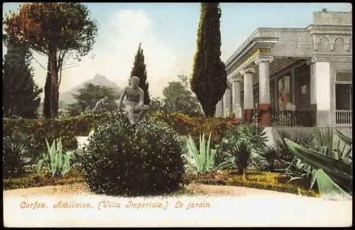 Postcard Korfu Corfou. Achilleion. Villa Imperiale. Le jardin. 1911