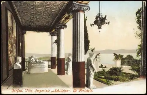 Postcard Korfu Corfou. Villa Imperiale Achilleion. Le Peristyle. 1911