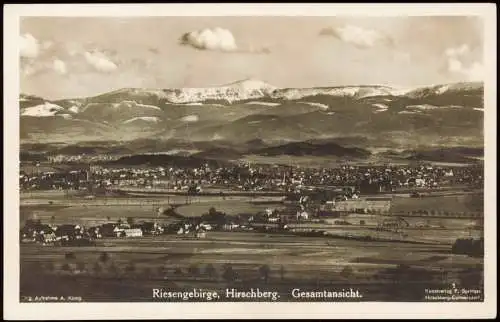 Postcard Hirschberg (Schlesien) Jelenia Góra Gesamtansicht 1930