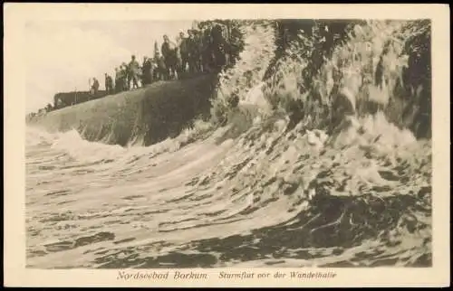Ansichtskarte Borkum Sturmflut vor der Wandelhalle 1922