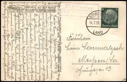 Ansichtskarte Grünheide (Mark) Luftbild 1939  Landpoststempel über Strausberg