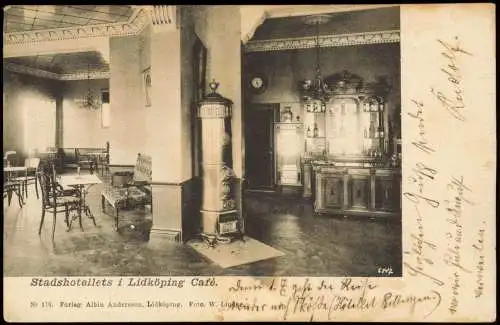 Postcard Lidköping Stadshotellets Cafe - Gastraum 1903