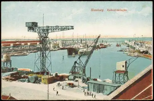 Ansichtskarte Hamburg Kuhwärderhafen - Kräne 1914