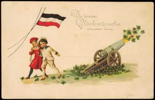 Ansichtskarte  Militaria WK1 Ostern Easter Kinder Klee Kanone 1915