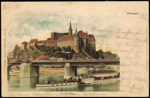 Ansichtskarte Meißen Schloss Albrechtsburg Dampfer Meißen 1902