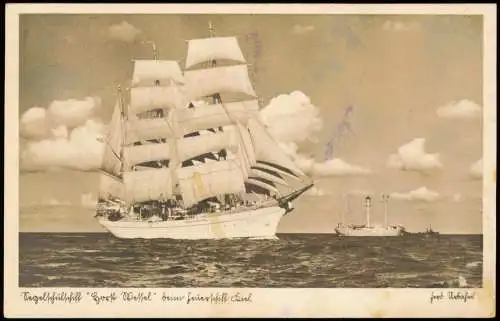 Ansichtskarte  Segelschulschiff beim heuerschiff Kiel 1938