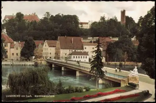 Ansichtskarte Landsberg am Lech Karolinenbrücke 1962