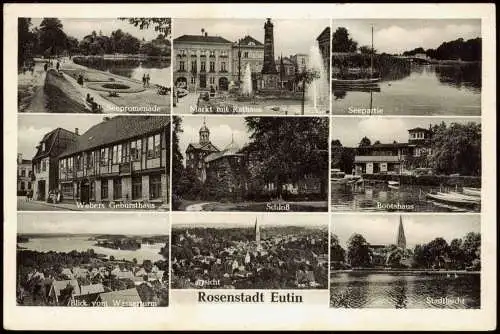 Ansichtskarte Eutin Mehrbild Schloß Luftbild Bootshaus 1955