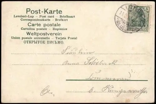 Ansichtskarte  Brieftaube Blumengruss Kleeblatt Gruss aus Hermsdorf 1912