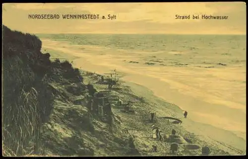 Ansichtskarte Wenningstedt-Braderup (Sylt) Strand bei Hochwasser 1911