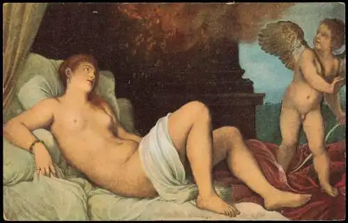 Ansichtskarte  Erotik (Nackt - Nude) Tiziano Vecelli Danae e Amore Napoli 1913