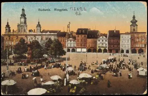Postcard Budweis České Budějovice Marktplatz | Ringplatz 1926