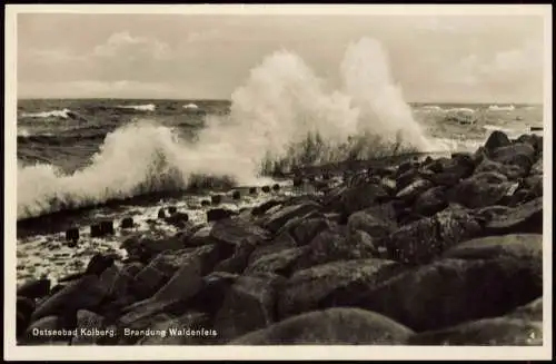 Postcard Kolberg Kołobrzeg Brandung Waldenfels Pommern 1934