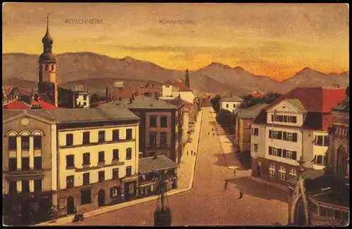 Ansichtskarte Rosenheim Königstraße - Stimmungsbild 1913