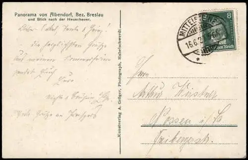 Postcard Albendorf Wambierzyce und Blick nach der Heuscheuer. 1928