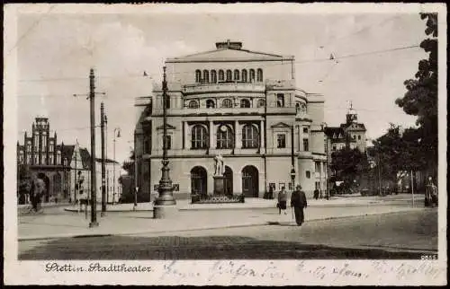 Postcard Stettin Szczecin Partie am Stadttheater 1940