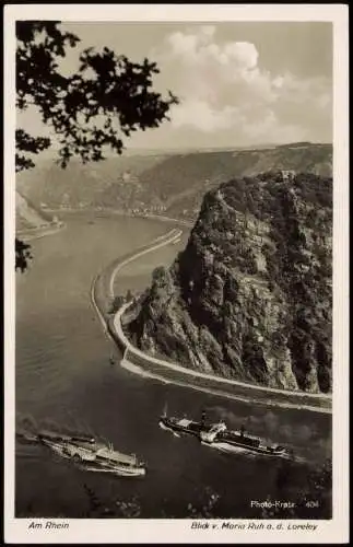 Ansichtskarte St. Goarshausen Loreleyfelsen am Rhein Rheindampfer Steamer 1962