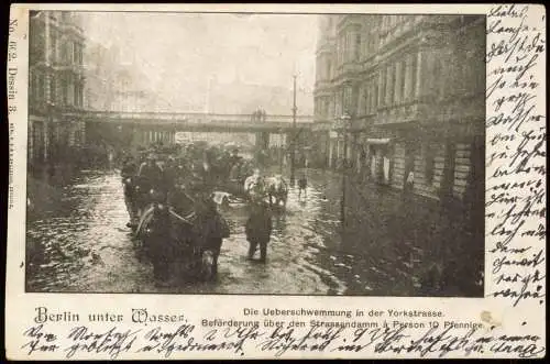 Ansichtskarte Kreuzberg-Berlin Yorckstraße Überschwemmung 1907