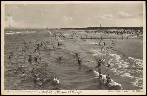 Postcard Swinemünde Świnoujście Im Spiel der Wellen 1930