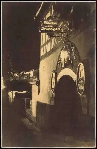Ansichtskarte Rüdesheim (Rhein) Weinhaus Drosselhof bei Nacht 1938