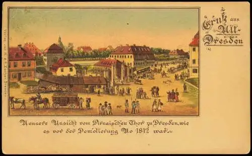 Ansichtskarte Dresden Ansicht vom Pirnaischen Thor 1740/1906