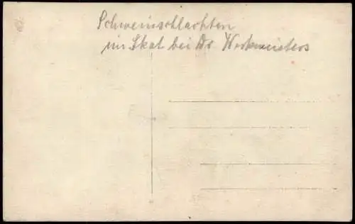 Ansichtskarte  Frauen und Männer beim Schlachtfest Wohnung 1913