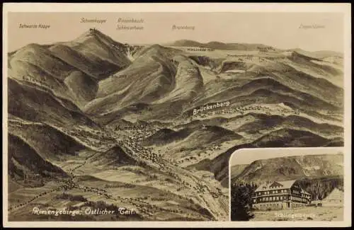 Postcard Krummhübel Karpacz Schlingelbaude, Landkarten AK 2 Bild 1930