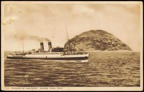 DUCHESS OF MONTROSE' PASSING AILSA CRAIG Schiffe Dampfer Steamer 1931