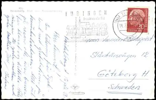 Ansichtskarte Heidelberg Blick vom Philosophenweg 1958