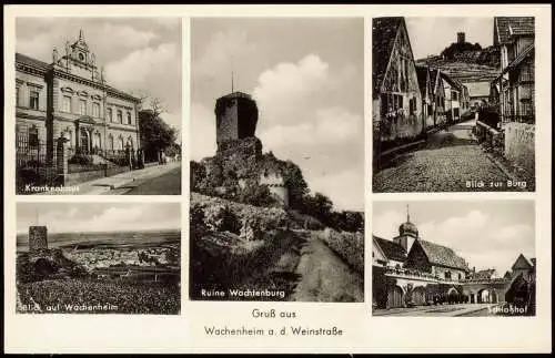 Wachenheim an der Weinstraße Krankenhaus Blick zur Burg Schloßshof 1962