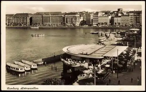 Ansichtskarte Hamburg Alsterpavillon - Schiffe 1957