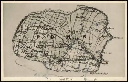 Ansichtskarte Föhr-Amrum Insel Föhr Landkarten AK 1952