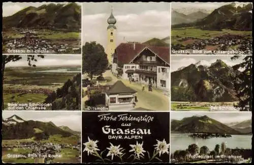 Ansichtskarte Grassau MB. Ortsmotiv color Fotokarte 1964