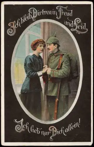 Ansichtskarte  Militaria WK1 Liebe Soldat und Frau Feldpost 1916