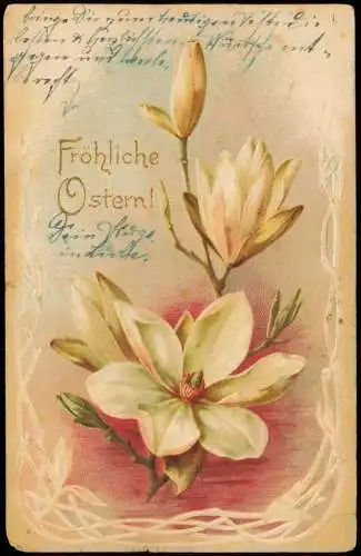 Ansichtskarte  Glückwunsch Ostern / Eastern Blumen 1904 Prägekarte