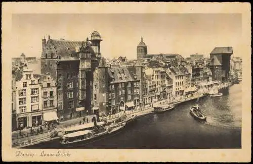 Postcard Danzig Gdańsk Lange-Brücke, Dampfer 1928